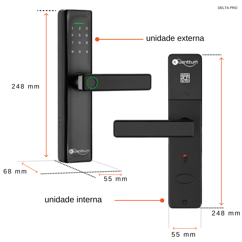 Fechadura Digital Biométrica Inteligente Kuanttum Delta Pro