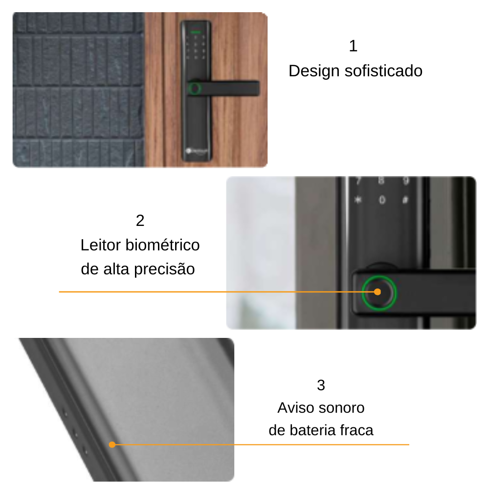 Fechadura Digital Biométrica Inteligente Kuanttum Delta Pro